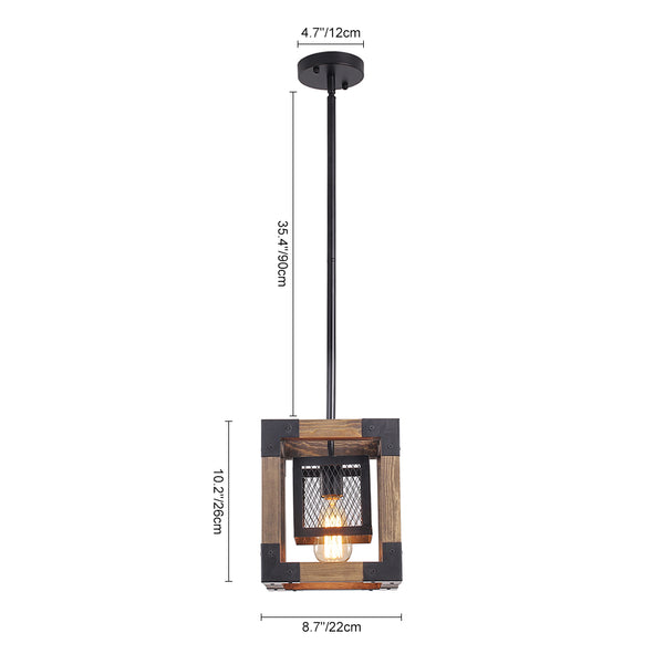 Layered Farmhouse Square Cage Pendant Light