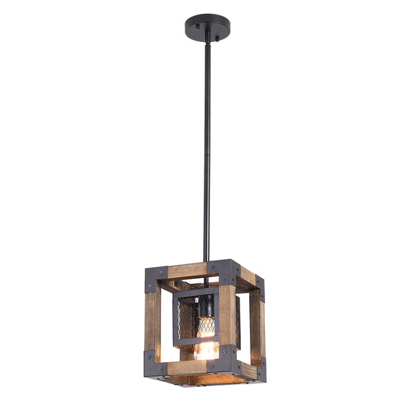 Layered Farmhouse Square Cage Pendant Light