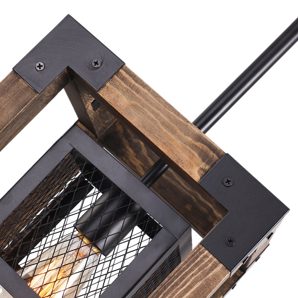 Layered Farmhouse Square Cage Pendant Light