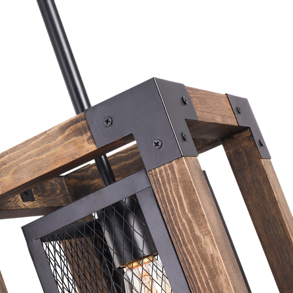 Layered Farmhouse Square Cage Pendant Light