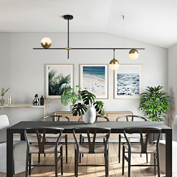 Mid-Century Modern 3-Light Glass Globe Chandelier