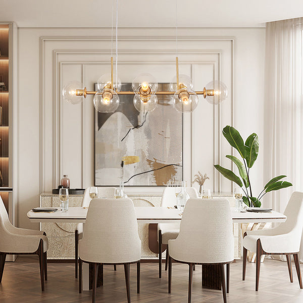 Mid-Century Modern Glass Globe Linear Chandelier