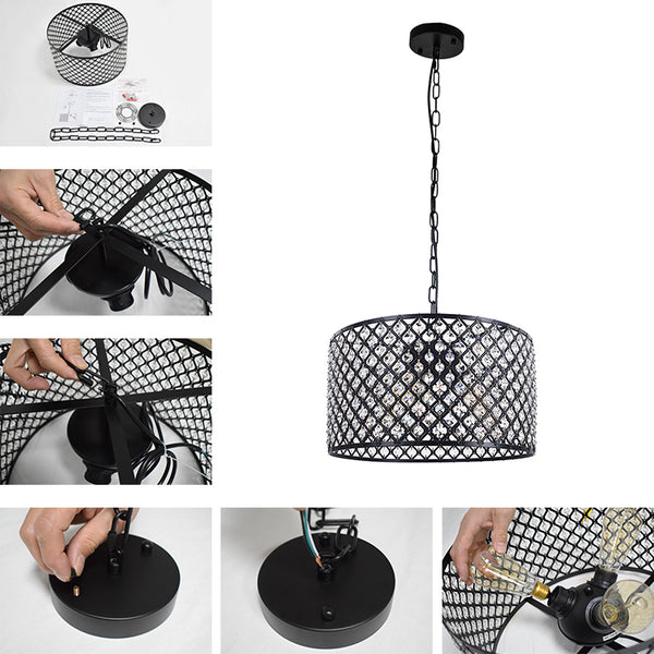 Mid Century 3-Light Drum Pendant Lighting