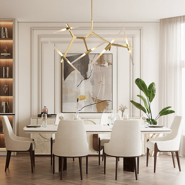 Modern 10-Light Asymmetric Branch Chandelier