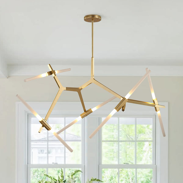 Modern 10-Light Asymmetric Branch Chandelier