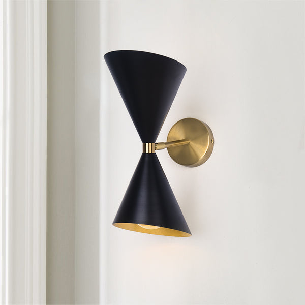 Modern 2-Light Black Armed Wall Sconce