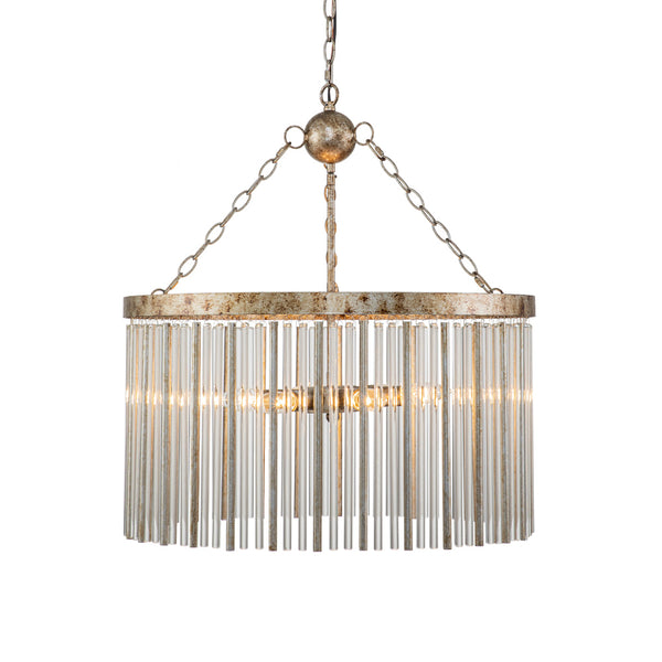 Modern 6-Light Drum Glass Tassel Chandelier