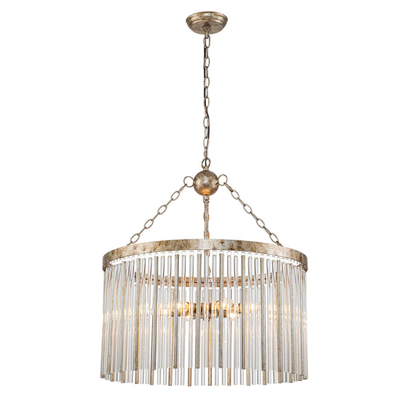 Modern 6-Light Drum Glass Tassel Chandelier