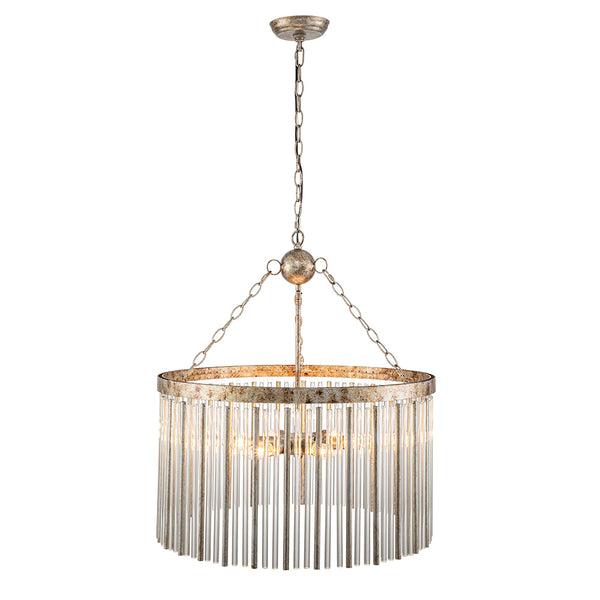 Modern 6-Light Drum Glass Tassel Chandelier