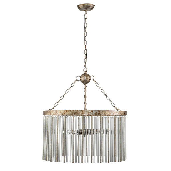 Modern 6-Light Drum Glass Tassel Chandelier