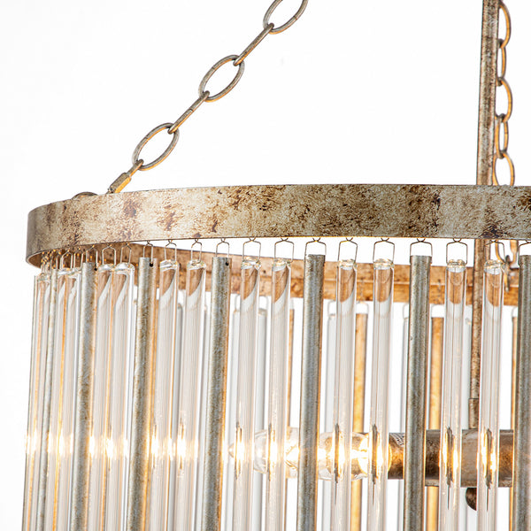 Modern 6-Light Drum Glass Tassel Chandelier