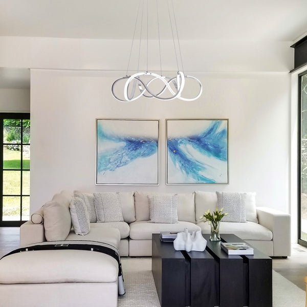 Modern LED Draped Ribbon Chandelier