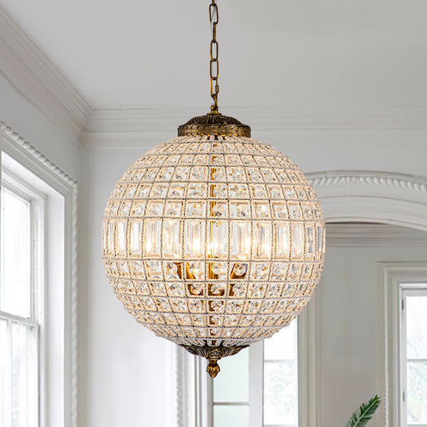 Unique 3-Light Luxury Crystal Accents Globe Pendant
