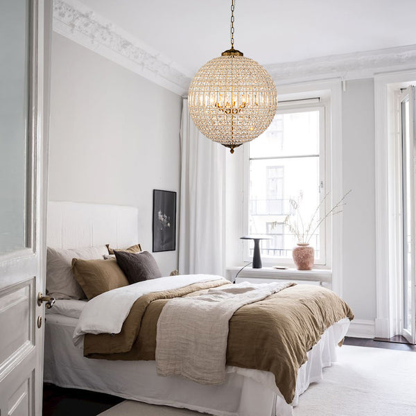 Unique 3-Light Luxury Crystal Accents Globe Pendant