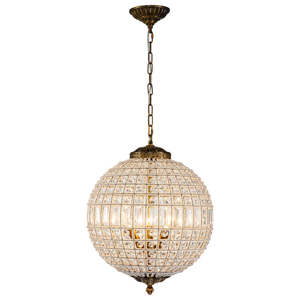 Unique 3-Light Luxury Crystal Accents Globe Pendant