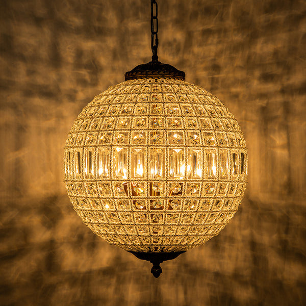 Unique 3-Light Luxury Crystal Accents Globe Pendant