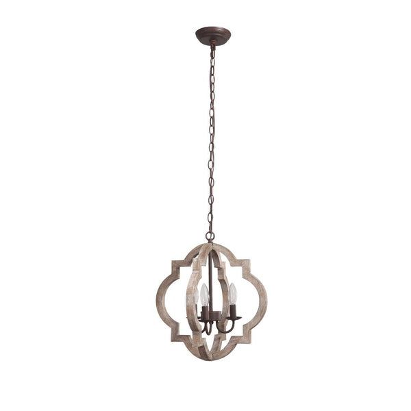 Chandelieria-3-Light Wood Chandelier Lantern Pendant Light-Pendant-3 Bulbs-