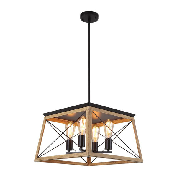 Chandelieria-4-Light Farmhouse Chandelier Cage Light-Chandelier-Brown-