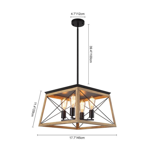 Chandelieria-4-Light Farmhouse Chandelier Cage Light-Chandelier-Brown-