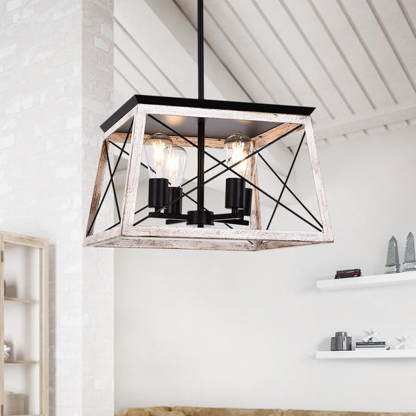 Chandelieria-4-Light Farmhouse Chandelier Cage Light-Chandelier-Gray-