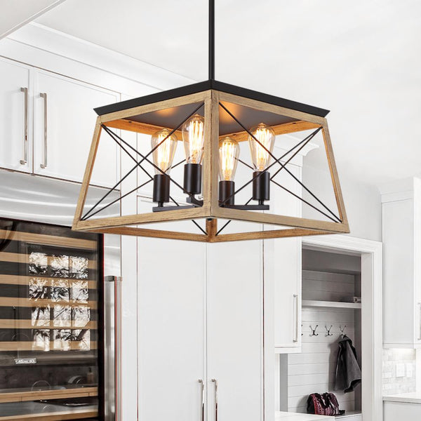 Chandelieria-4-Light Farmhouse Chandelier Cage Light-Chandelier-Gray-