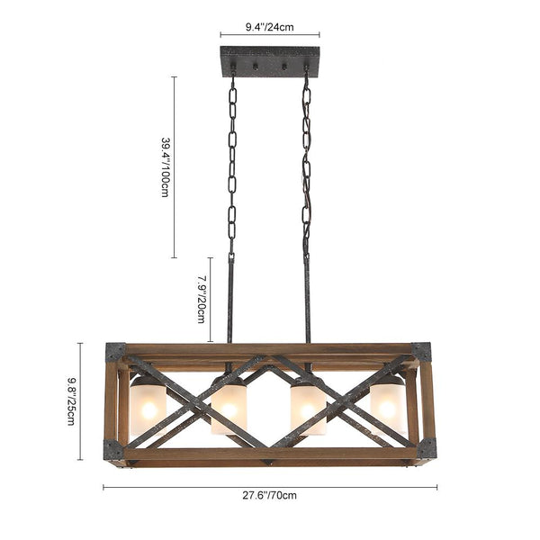 Chandelieria-4-Light Kitchen Island Rectangle Cage Pendant Light-Pendant-Default Title-