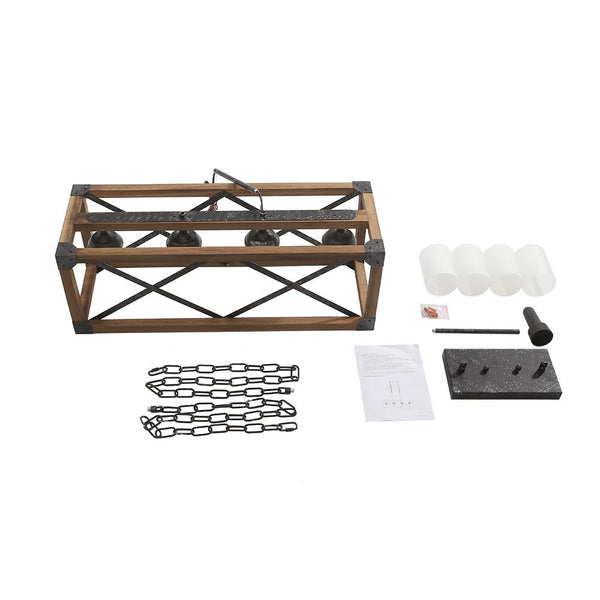 Chandelieria-4-Light Kitchen Island Rectangle Cage Pendant Light-Pendant-Default Title-