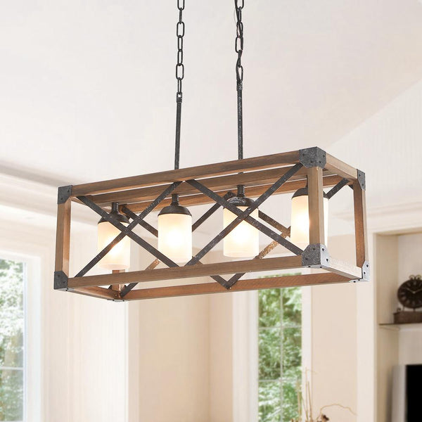Chandelieria-4-Light Kitchen Island Rectangle Cage Pendant Light-Pendant-Default Title-