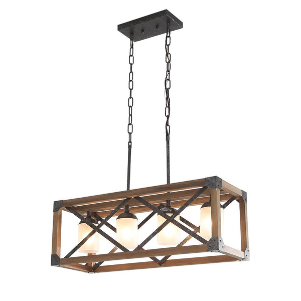Chandelieria-4-Light Kitchen Island Rectangle Cage Pendant Light-Pendant-Default Title-