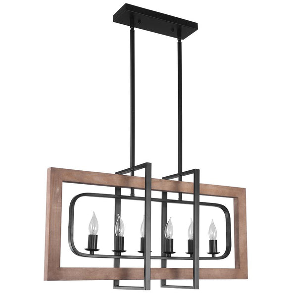 Chandelieria-6-Light Rectangle Modern Farmhouse Chandelier-Chandelier-Default Title-