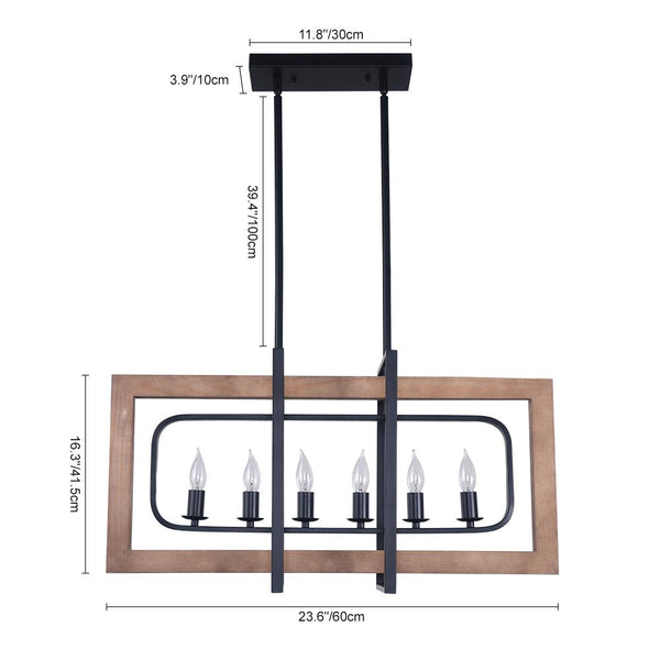 Chandelieria-6-Light Rectangle Modern Farmhouse Chandelier-Chandelier-Default Title-