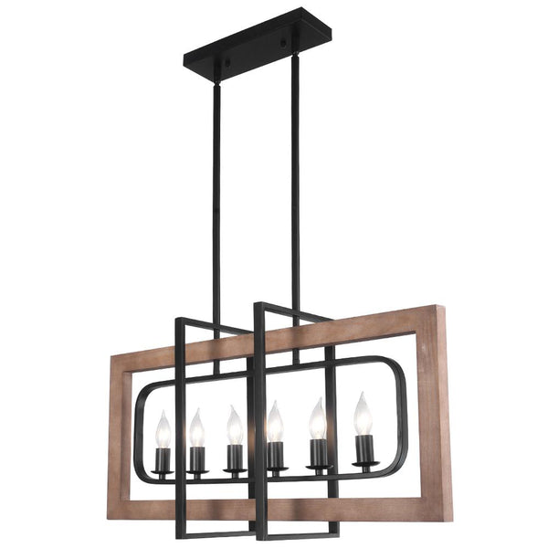 Chandelieria-6-Light Rectangle Modern Farmhouse Chandelier-Chandelier-Default Title-