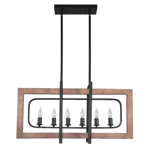 Chandelieria-6-Light Rectangle Modern Farmhouse Chandelier-Chandelier-Default Title-