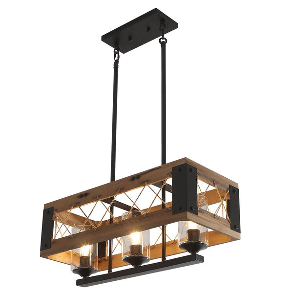 Chandelieria-Farmhouse 5-Light Rectangle Kitchen Island Chandelier-Chandelier-3 bulbs-