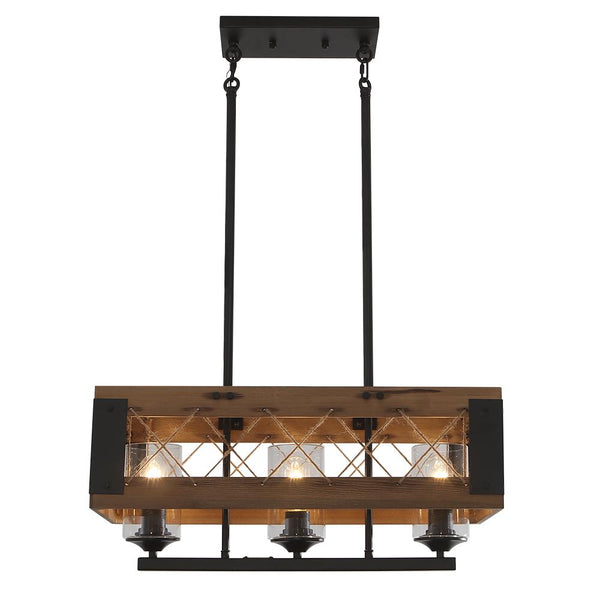 Chandelieria-Farmhouse 5-Light Rectangle Kitchen Island Chandelier-Chandelier-3 bulbs-