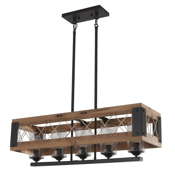 Chandelieria-Farmhouse 5-Light Rectangle Kitchen Island Chandelier-Chandelier-3 bulbs-