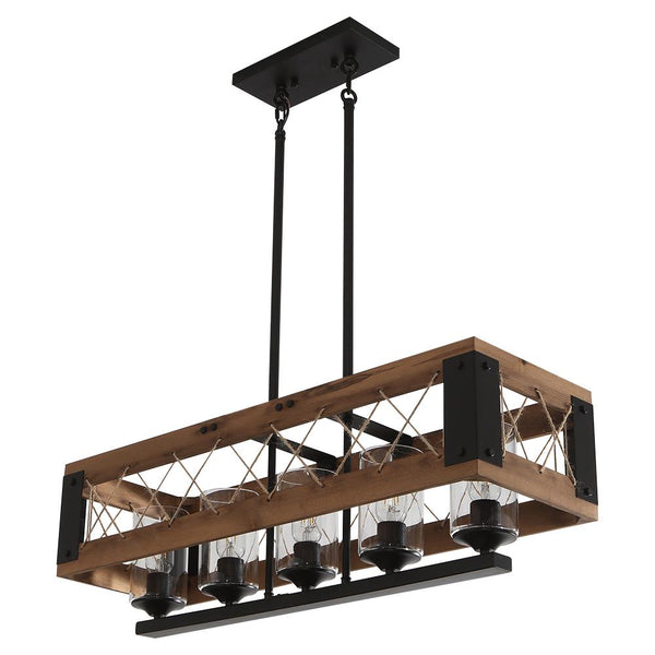 Chandelieria-Farmhouse 5-Light Rectangle Kitchen Island Chandelier-Chandelier-3 bulbs-