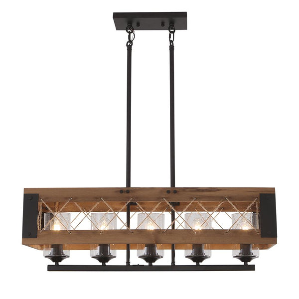 Chandelieria-Farmhouse 5-Light Rectangle Kitchen Island Chandelier-Chandelier-5 bulbs-
