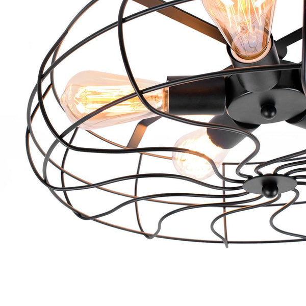 Chandelieria-Farmhouse Vintage Semi Flush Mount Ceiling Light-Ceiling Light-Black-