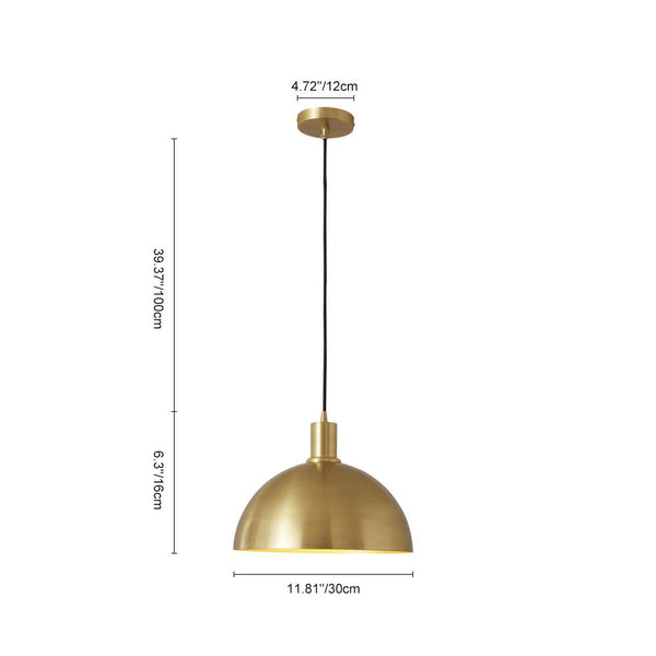 Chandelieria-Mid-century Dome Brass Pendant Light-Pendant-Default Title-