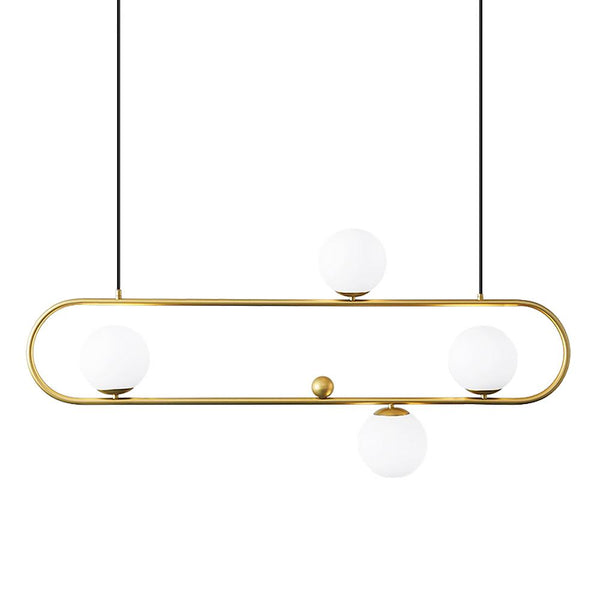 Chandelieria-Mid-Century Modern Oval Globe Linear Chandelier-Chandelier-Brass-