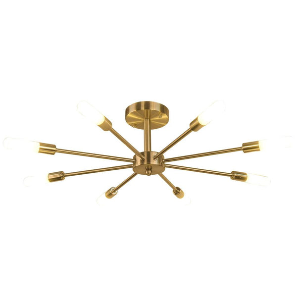Chandelieria-Mid-Century Sputnik Semi Flush Chandelier-Semi Flush-Brass-8 Bulbs