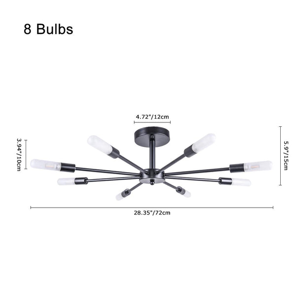 Chandelieria-Mid-Century Sputnik Semi Flush Chandelier-Semi Flush-Brass-6 Bulbs