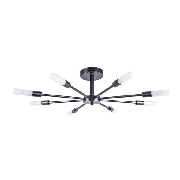 Chandelieria-Mid-Century Sputnik Semi Flush Chandelier-Semi Flush-Black-8 Bulbs