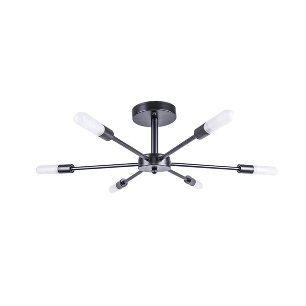 Chandelieria-Mid-Century Sputnik Semi Flush Chandelier-Semi Flush-Black-6 Bulbs