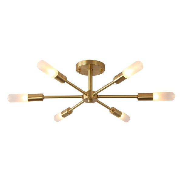 Chandelieria-Mid-Century Sputnik Semi Flush Chandelier-Semi Flush-Brass-6 Bulbs