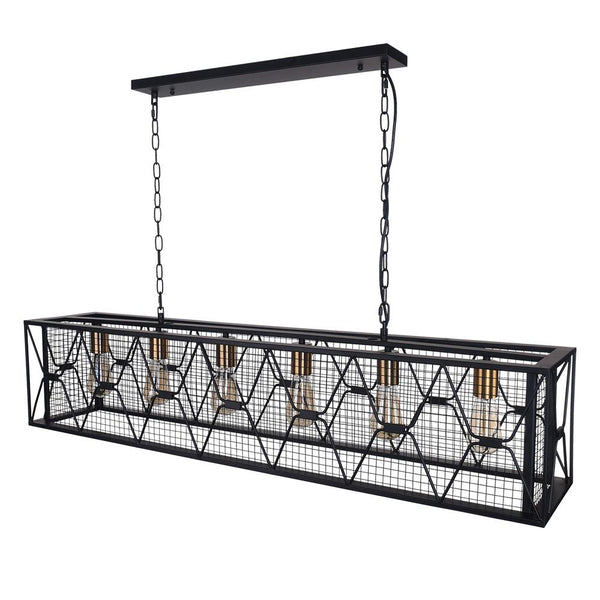 Chandelieria-Modern 4 Light Metal Rectangle Chandelier-Chandelier-6 bulbs-
