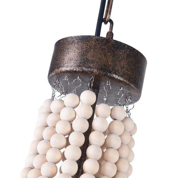 Chandelieria-Modern Farmhouse 3-Light Wooden Bead Chandelier-Chandelier-Default Title-