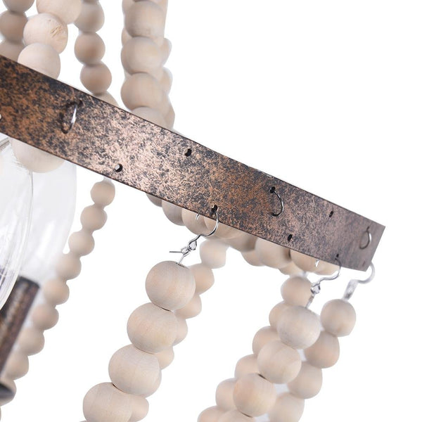 Chandelieria-Modern Farmhouse 3-Light Wooden Bead Chandelier-Chandelier-Default Title-