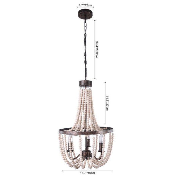 Chandelieria-Modern Farmhouse 3-Light Wooden Bead Chandelier-Chandelier-Default Title-